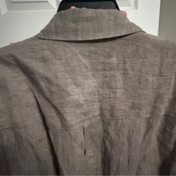 Eileen Fisher Mocha Brown Linen Button-Up Shirt - Picture 4 of 7